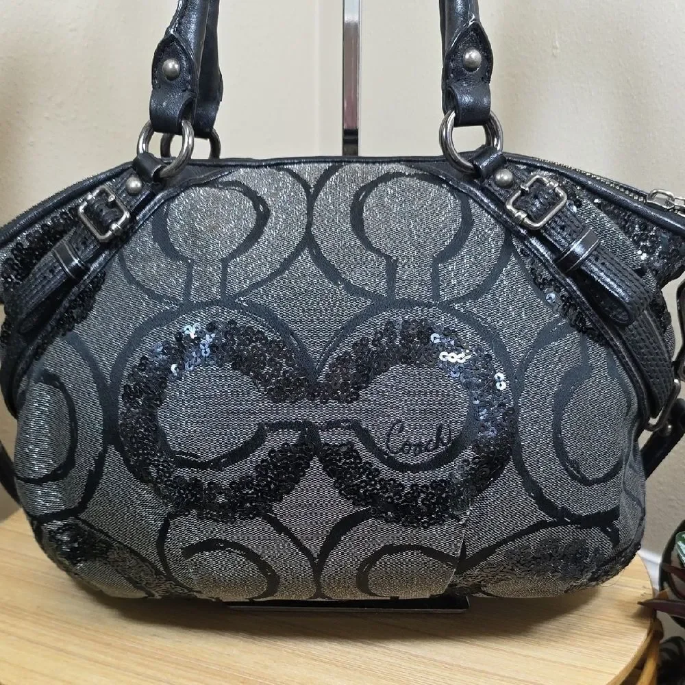 Coach Madison Sophia Op Art Sequin Satchel